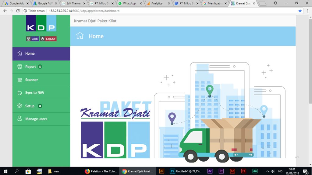 Implementasi Solusi ERP dan Digital untuk Industri Logistik 4:41 am Dashboard Kramat Djati Paket - Home