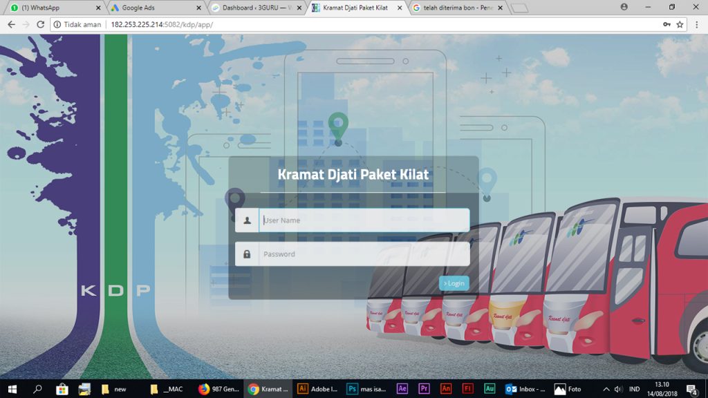 Implementasi Solusi ERP dan Digital untuk Industri Logistik 4:41 am Dashboard Kramat Djati Paket - Login