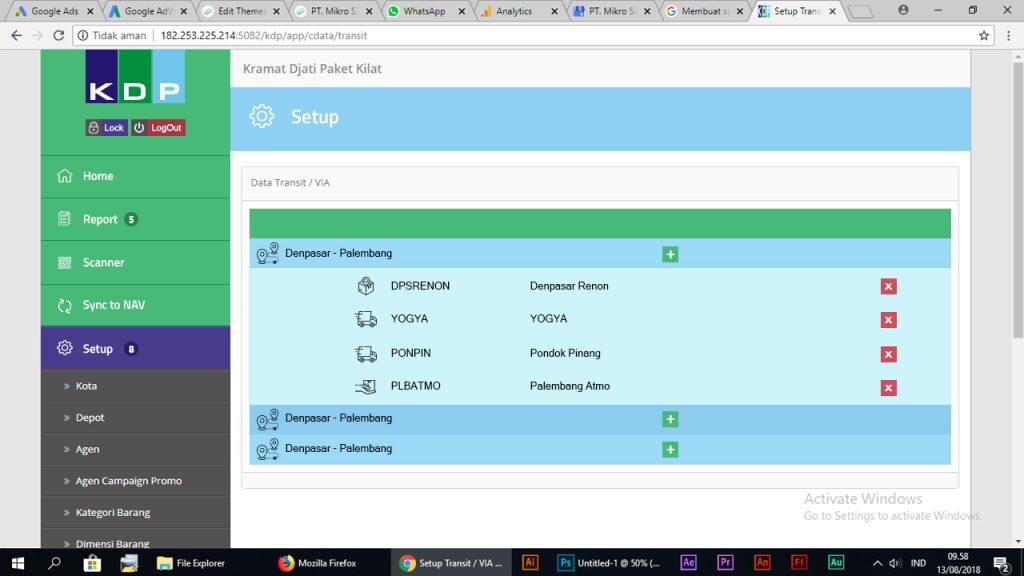 Implementasi Solusi ERP dan Digital untuk Industri Logistik 4:41 am Dashboard Kramat Djati Paket - Setup
